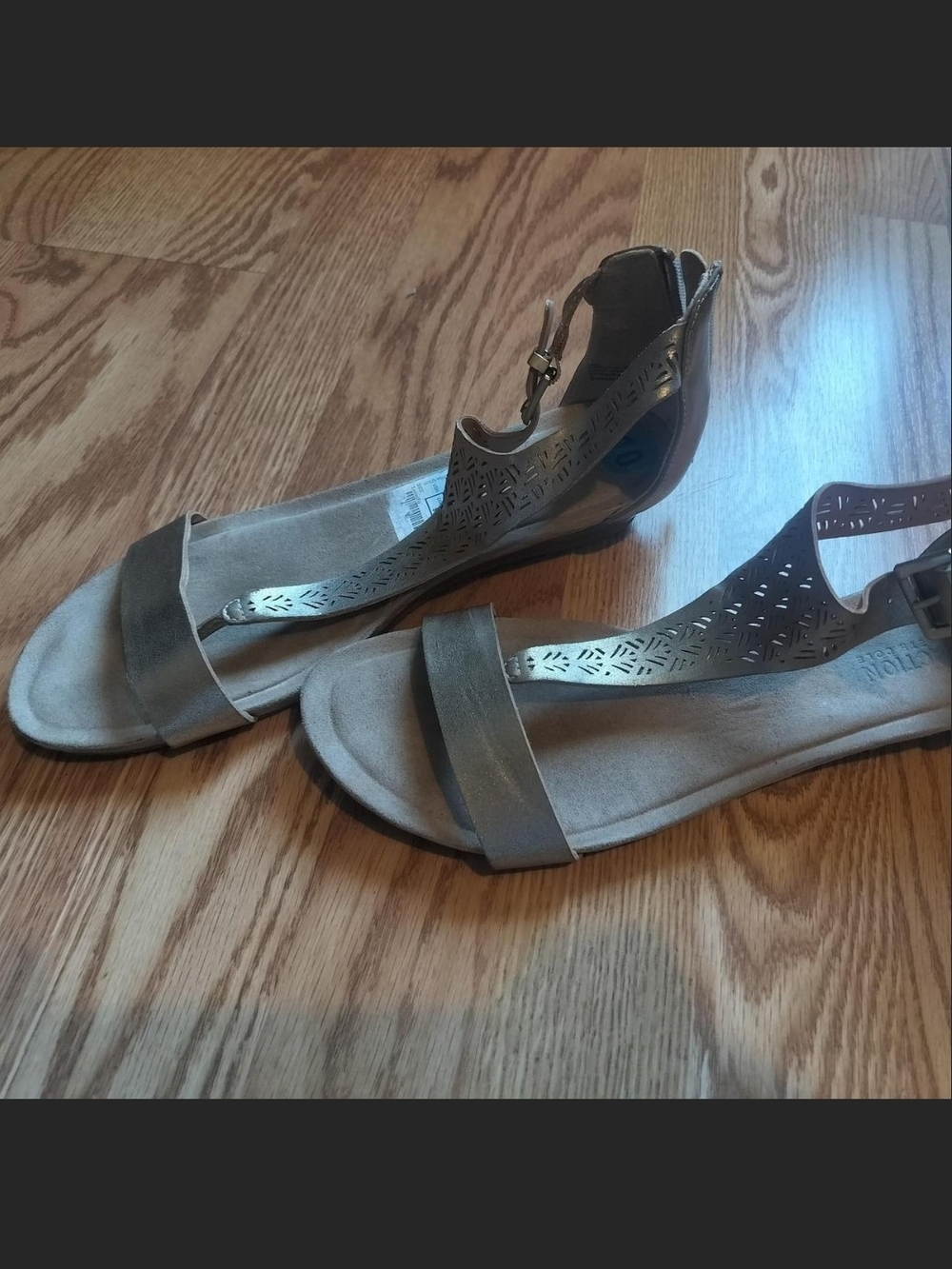 Women's Gold Ankle-Strap Cutout Sandals
